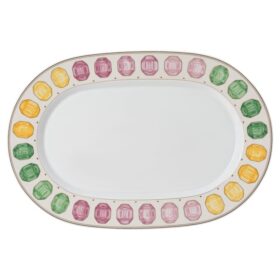 Idyllia Platter Porcelain, Crystal Print Motif, Gemstone, Large, Multicolored