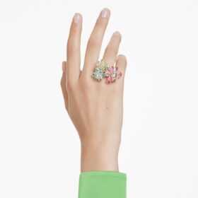 Idyllia Ring Mixed Cuts, Flower, Multicolored, Gold-Tone Plated Idyllia Ring Mixed Cuts, Flower, Multicolored, Gold-Tone Plated