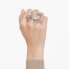 Idyllia Ring Mixed Cuts, Pavé, Flower, Multicolored, Gold-Tone Plated