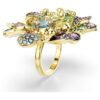 Idyllia Ring Mixed Cuts, Pavé, Flower, Multicolored, Gold-Tone Plated