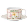 Idyllia Teacup with Saucer Porcelain, Crystal Print Motif, Bouquet, Multicolored Idyllia Teacup with Saucer Porcelain, Crystal Print Motif, Bouquet, Multicolored