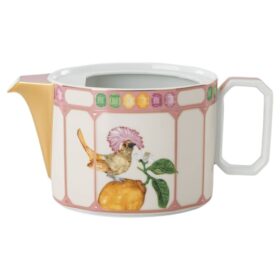Idyllia Teapot Porcelain, Crystal Print Motif, Bird, Multicolored
