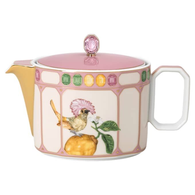 Idyllia Teapot Porcelain, Crystal Print Motif, Flycatcher, Small, Multicolored Idyllia Teapot Porcelain, Crystal Print Motif, Flycatcher, Small, Multicolored