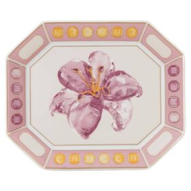Idyllia Tray Porcelain, Crystal Print Motif, Flower, Small, Pink