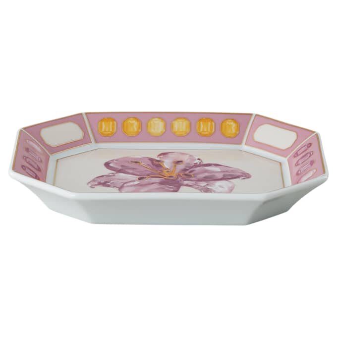 Idyllia Tray Porcelain, Crystal Print Motif, Flower, Small, Pink Idyllia Tray Porcelain, Crystal Print Motif, Flower, Small, Pink