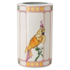 Idyllia Vase Porcelain, Crystal Print Motif, Bird, Multicolored Idyllia Vase Porcelain, Crystal Print Motif, Bird, Multicolored