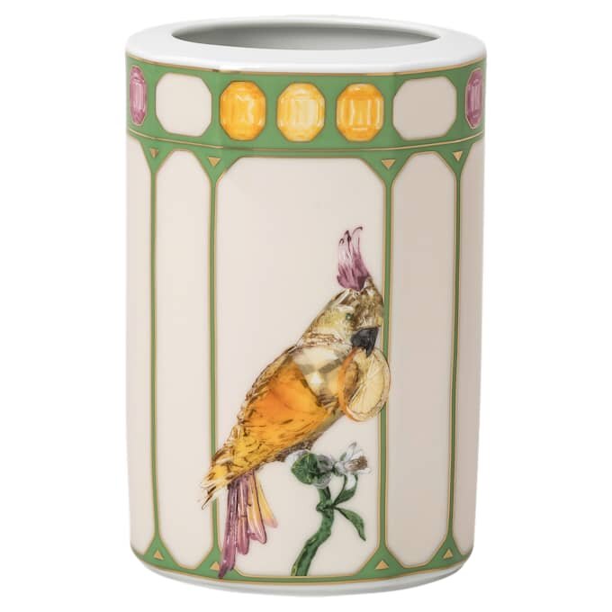 Idyllia Vase Porcelain, Crystal Print Motif, Cockatoo, Small, Multicolored Idyllia Vase Porcelain, Crystal Print Motif, Cockatoo, Small, Multicolored
