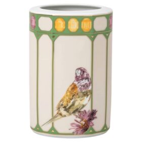 Idyllia Vase Porcelain, Crystal Print Motif, Cockatoo, Small, Multicolored