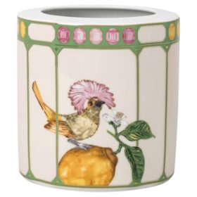Idyllia Vase Porcelain, Crystal Print Motif, Flycatcher, Medium, Multicolored