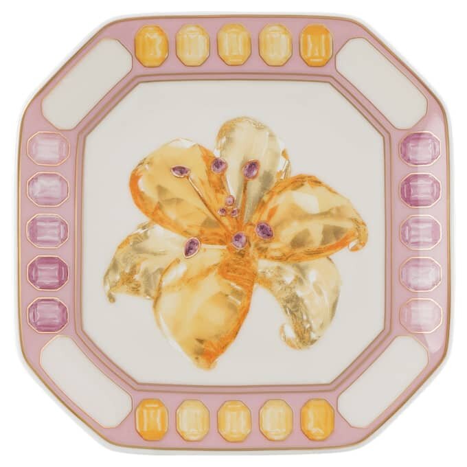 Idyllia Vide Poche Porcelain, Crystal Print Motif, Flower, Pink Idyllia Vide Poche Porcelain, Crystal Print Motif, Flower, Pink
