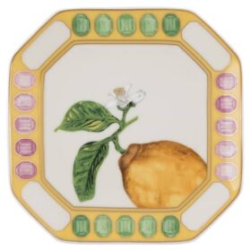 Idyllia Vide Poche Porcelain, Crystal Print Motif, Lemon, Yellow