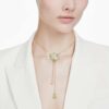 Idyllia Y Pendant Mixed Cuts, Flower, Multicolored, Gold-Tone Plated