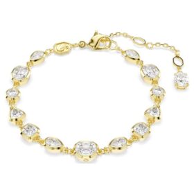 Imber Bracelet Mixed Cuts, White, Gold-Tone Plated Imber Bracelet Mixed Cuts, White, Gold-Tone Plated