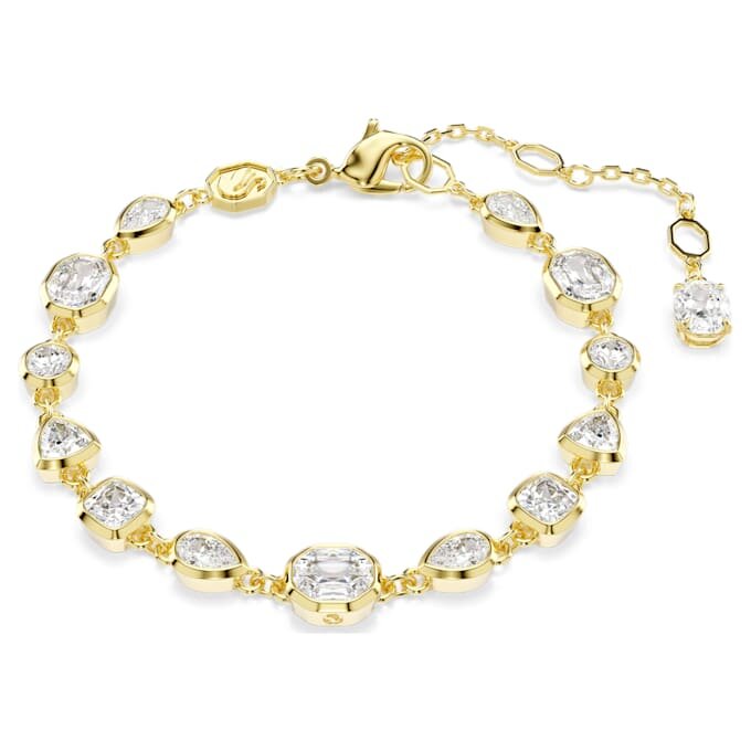Imber Bracelet Mixed Cuts, White, Gold-Tone Plated Imber Bracelet Mixed Cuts, White, Gold-Tone Plated
