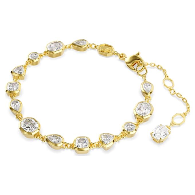 Imber Bracelet Mixed Cuts, White, Gold-Tone Plated Imber Bracelet Mixed Cuts, White, Gold-Tone Plated