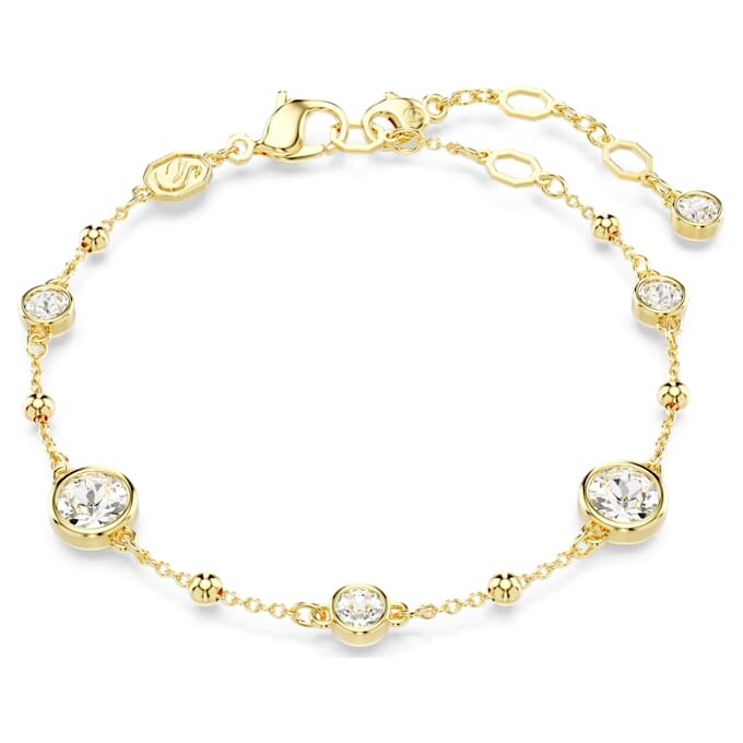 Imber Bracelet Round Cut, Scattered Design, White, Gold-Tone Plated Imber Bracelet Round Cut, Scattered Design, White, Gold-Tone Plated