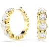 Imber Hoop Earrings Round Cut, White, Gold-Tone Plated