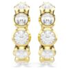 Imber Hoop Earrings Round Cut, White, Gold-Tone Plated