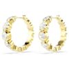 Imber Hoop Earrings Round Cut, White, Gold-Tone Plated
