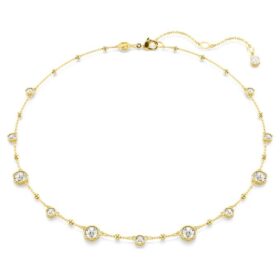 Imber Necklace Round Cut, Scattered Design, White, Gold-Tone Plated
