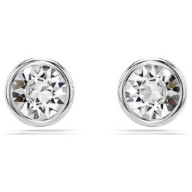 Imber Stud Earrings Round Cut, White, Rhodium Plated