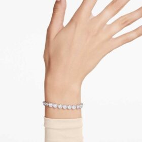 Imber Tennis Bracelet Round Cut, White, Rhodium Plated Imber Tennis Bracelet Round Cut, White, Rhodium Plated