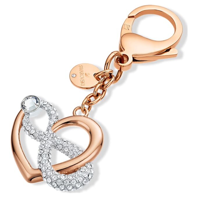 Infinite Bag Charm Infinity and Heart, White, Mixed Metal Finish Infinite Bag Charm Infinity and Heart, White, Mixed Metal Finish