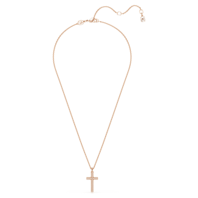 Insigne Pendant Cross, White, Rose Gold-Tone Plated Insigne Pendant Cross, White, Rose Gold-Tone Plated