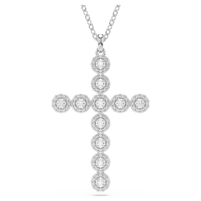 Insigne Pendant Mixed Cuts, Cross, White, Rhodium Plated Insigne Pendant Mixed Cuts, Cross, White, Rhodium Plated