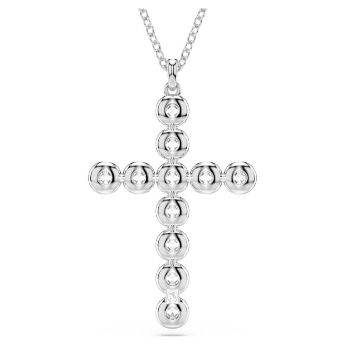 Insigne Pendant Mixed Cuts, Cross, White, Rhodium Plated Insigne Pendant Mixed Cuts, Cross, White, Rhodium Plated