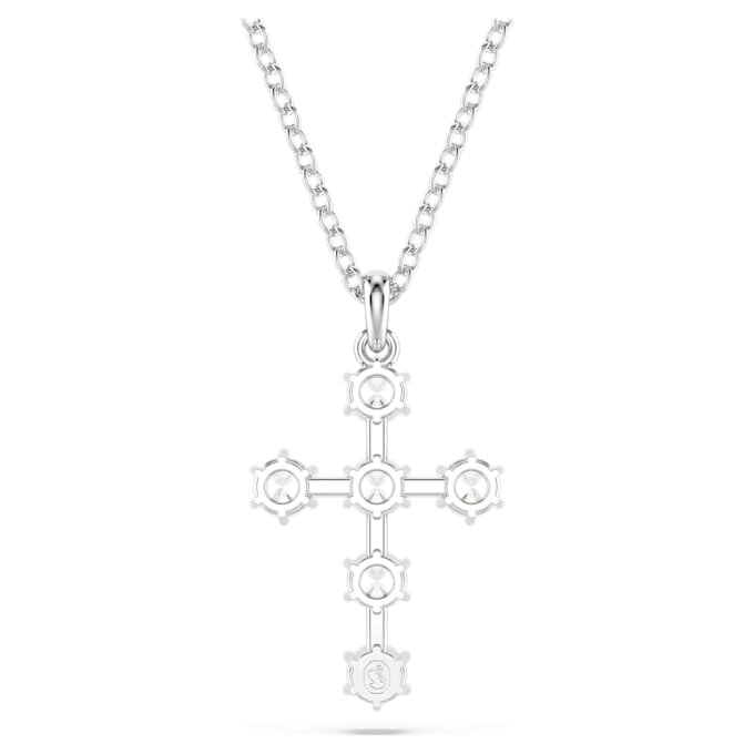 Insigne Pendant Round Cut, Cross, White, Rhodium Plated Insigne Pendant Round Cut, Cross, White, Rhodium Plated