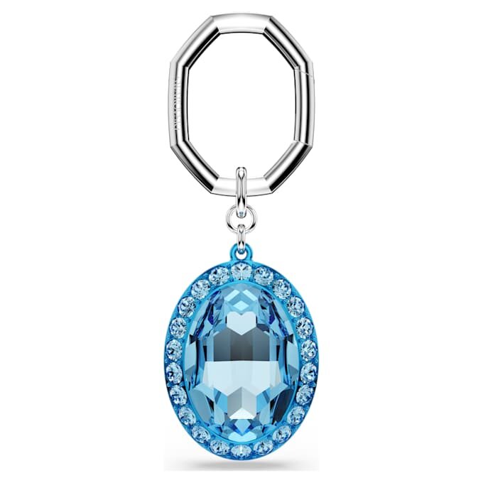 Key Ring Oval Cut, Blue, Mixed Metal Finish Key Ring Oval Cut, Blue, Mixed Metal Finish