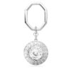 Key Ring Round Cut, White, Rhodium Plated