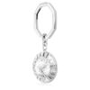 Key Ring Round Cut, White, Rhodium Plated