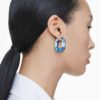 Lucent Hoop Earrings Octagon Shape, Small, Blue Lucent Hoop Earrings Octagon Shape, Small, Blue