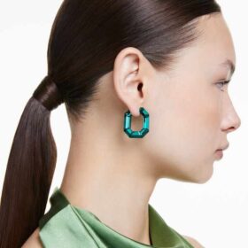 Lucent Hoop Earrings Octagon Shape, Small, Green