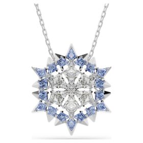 Magic Pendant and Brooch Snowflake, Blue, Rhodium Plated