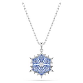 Magic Pendant Snowflake, Blue, Rhodium Plated