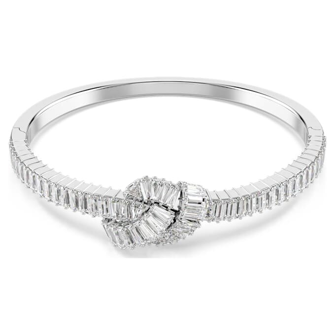 Matrix Bangle Baguette Cut, Knot, White, Rhodium Plated Matrix Bangle Baguette Cut, Knot, White, Rhodium Plated