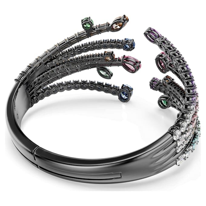 Matrix Bangle Mixed Cuts, Bouquet, Multicolored, Ruthenium Plated Matrix Bangle Mixed Cuts, Bouquet, Multicolored, Ruthenium Plated