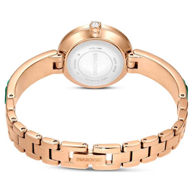 Matrix Bangle Watch Swiss Made, Crystal Bracelet, Green, Champagne Gold-Tone Finish Matrix Bangle Watch Swiss Made, Crystal Bracelet, Green, Champagne Gold-Tone Finish