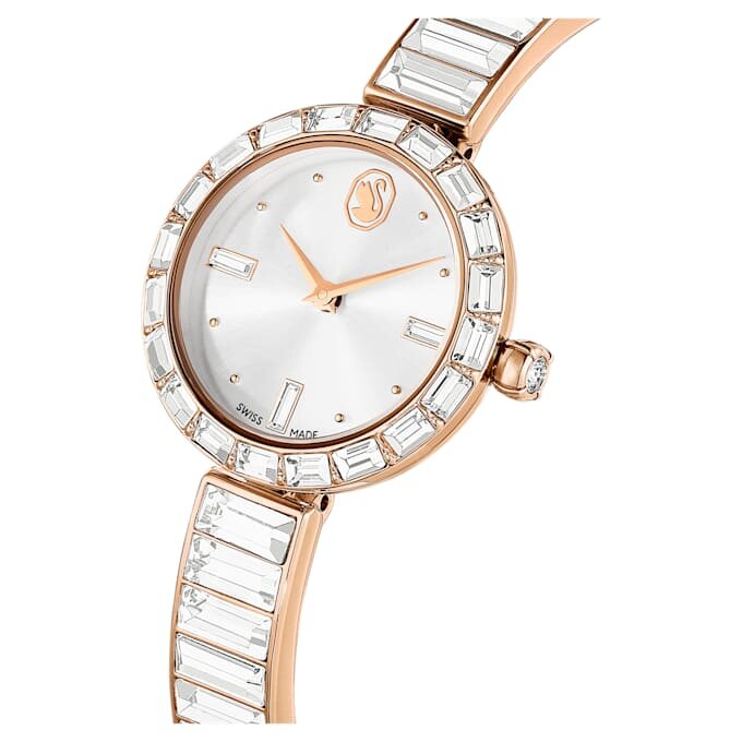 Matrix Bangle Watch Swiss Made, Crystal Bracelet, White, Rose Gold-Tone Finish Matrix Bangle Watch Swiss Made, Crystal Bracelet, White, Rose Gold-Tone Finish