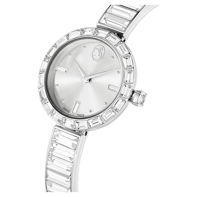 Matrix Bangle Watch Swiss Made, Crystal Bracelet, White, Stainless Steel Matrix Bangle Watch Swiss Made, Crystal Bracelet, White, Stainless Steel