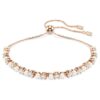 Matrix Bracelet Crystal Pearl, Round Cuts, White, Rose Gold-Tone Plated