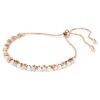 Matrix Bracelet Crystal Pearl, Round Cuts, White, Rose Gold-Tone Plated
