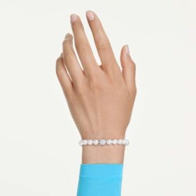 Matrix Bracelet Crystal Pearl, White, Rhodium Plated