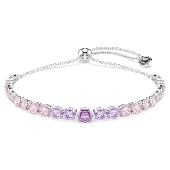 Matrix Bracelet Gradient of Round Cuts, Multicolored, Rhodium Plated Matrix Bracelet Gradient of Round Cuts, Multicolored, Rhodium Plated