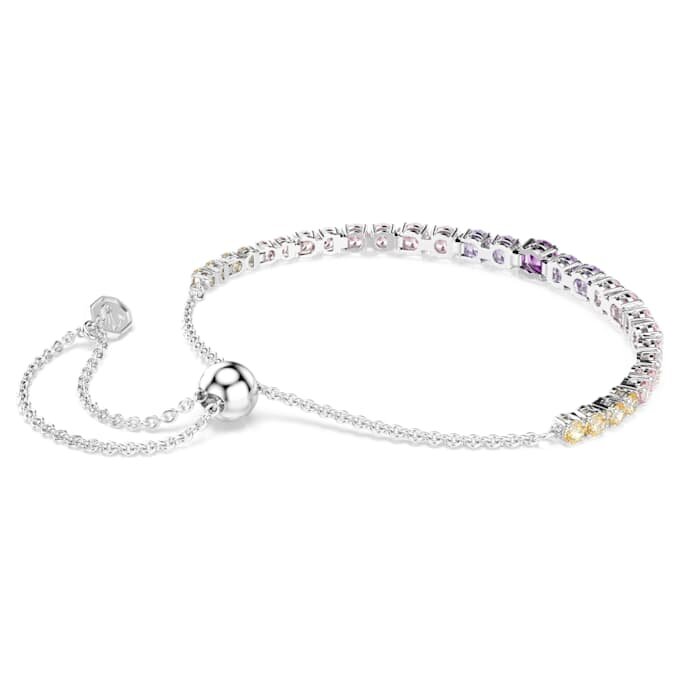 Matrix Bracelet Gradient of Round Cuts, Multicolored, Rhodium Plated Matrix Bracelet Gradient of Round Cuts, Multicolored, Rhodium Plated