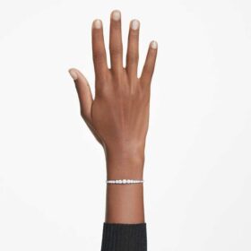 Matrix Bracelet Gradient of Round Cuts, White, Rhodium Plated
