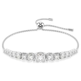 Matrix Bracelet Gradient of Round Cuts, White, Rhodium Plated